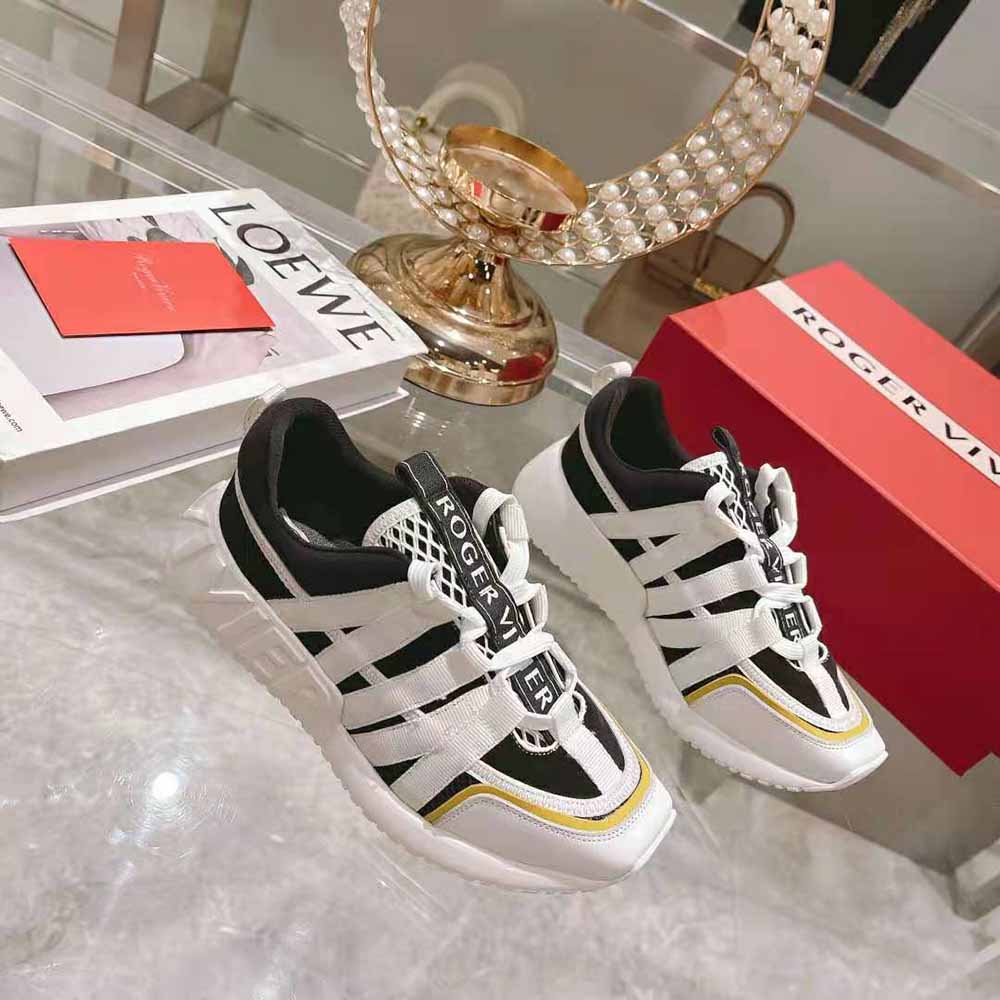 Top view showing lace-up closure on Roger Vivier Women Viv Go Lace Up Sneakers