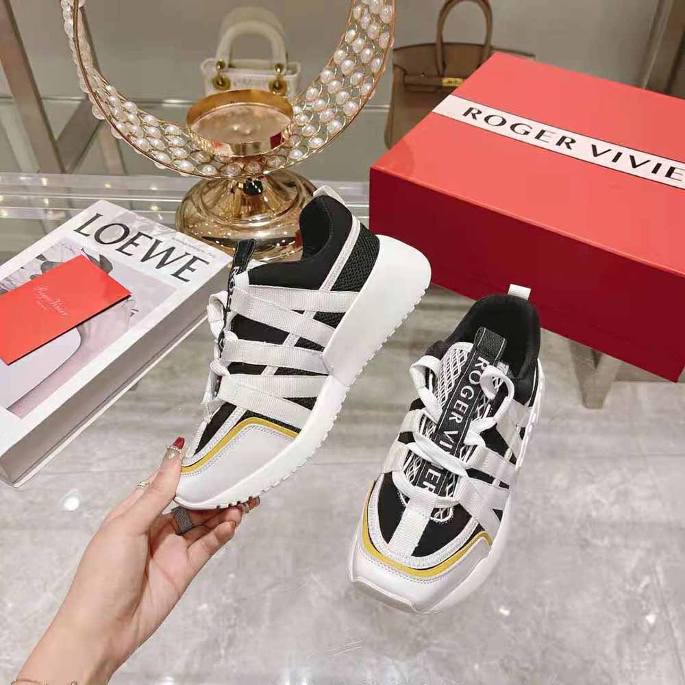 Roger Vivier Women Viv Go Lace Up Sneakers in Technical Fabrics-Black - image 4