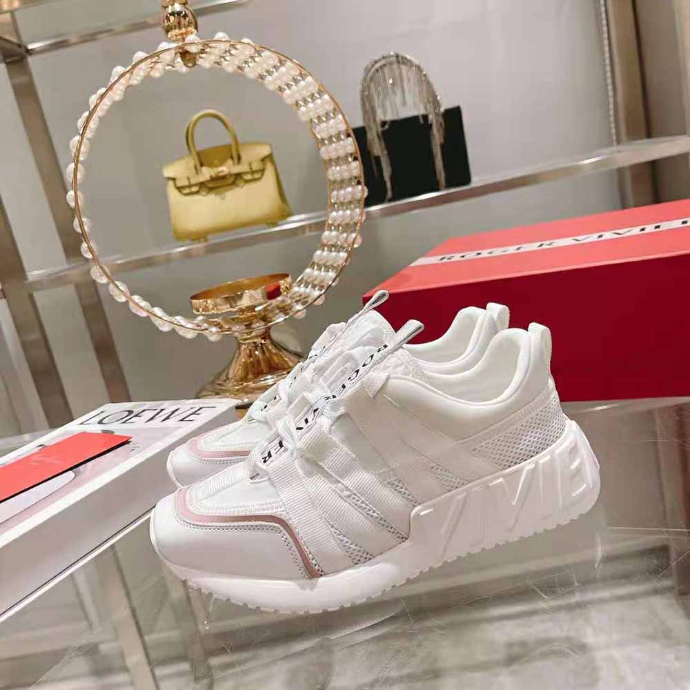 Roger Vivier Women Viv Go Lace Up Sneakers in Technical Fabrics-White - image 4