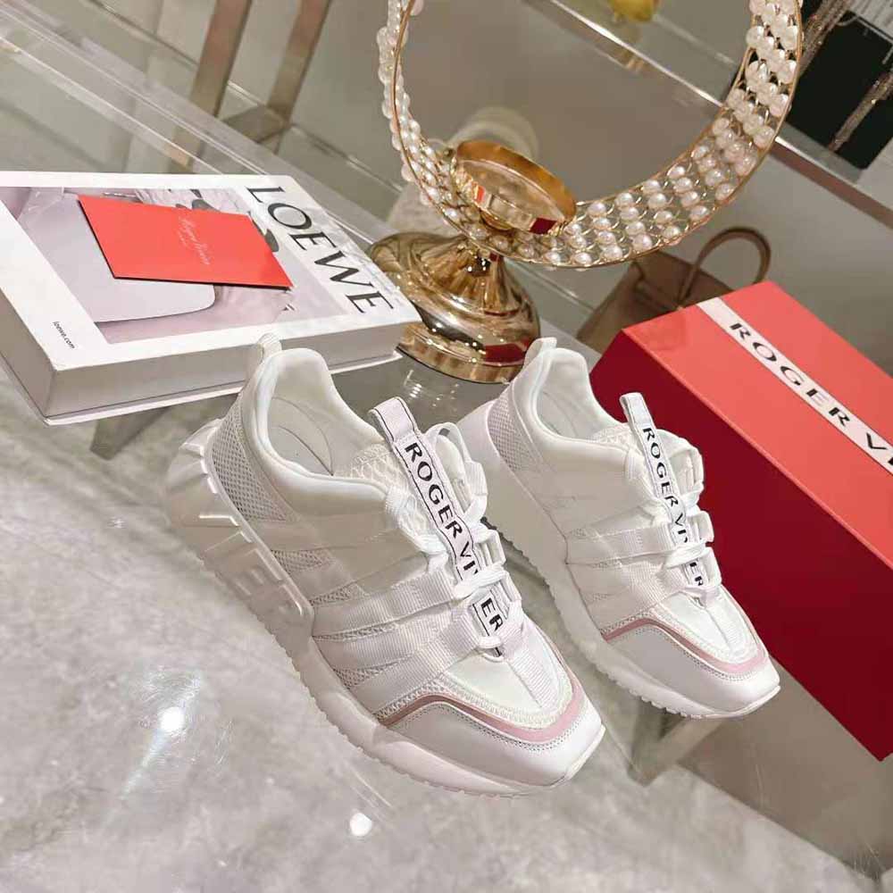 Roger Vivier Women Viv Go Lace Up Sneakers in Technical Fabrics-White - image 6