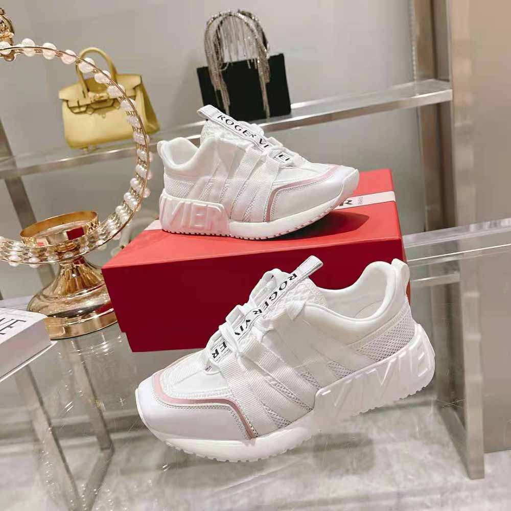Roger Vivier Women Viv Go Lace Up Sneakers in Technical Fabrics-White - image 5