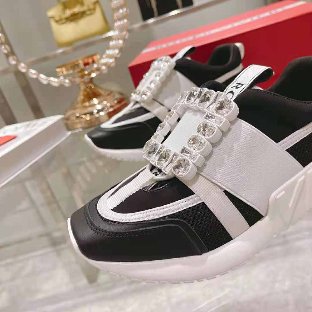 Roger Vivier Women Viv Go Rhinestone Buckle Sneakers in Technical Fabrics-Black - image 9