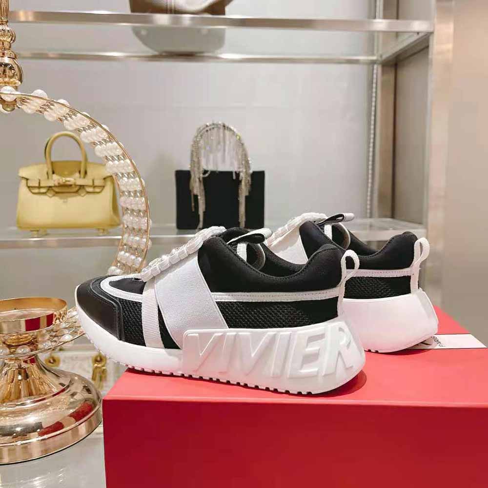 Roger Vivier Women Viv Go Rhinestone Buckle Sneakers in Technical Fabrics-Black - image 7