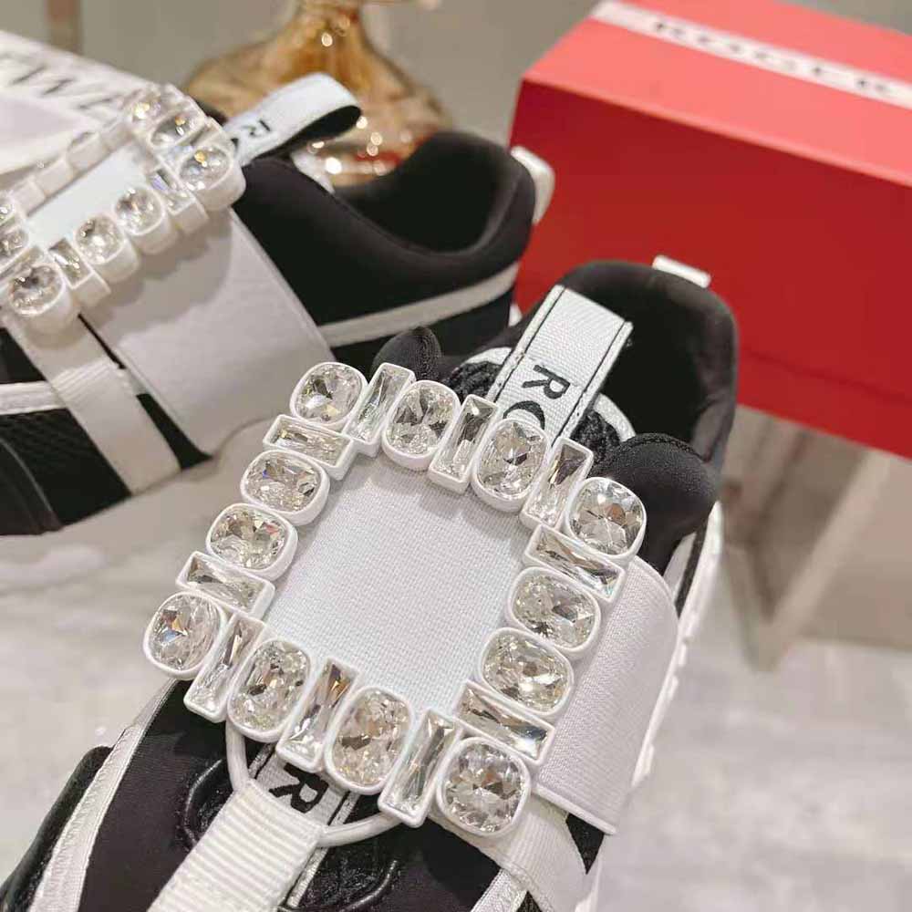 Roger Vivier Women Viv Go Rhinestone Buckle Sneakers in Technical Fabrics-Black - image 10