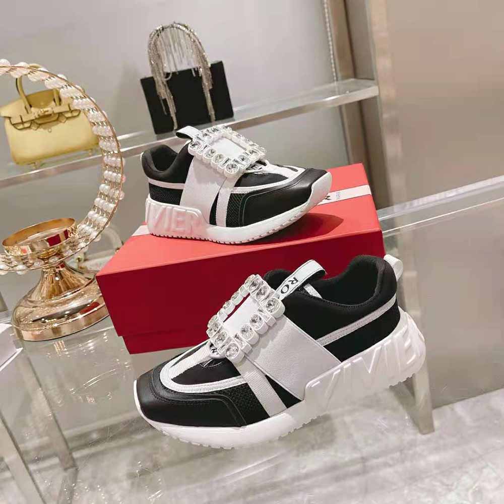 Roger Vivier Women Viv Go Rhinestone Buckle Sneakers in Technical Fabrics-Black - image 6