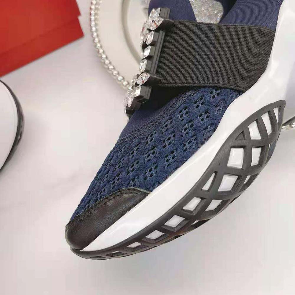 Roger Vivier Women Viv’ Run Strass Buckle Sneakers in Technical Fabrics-Navy - image 8
