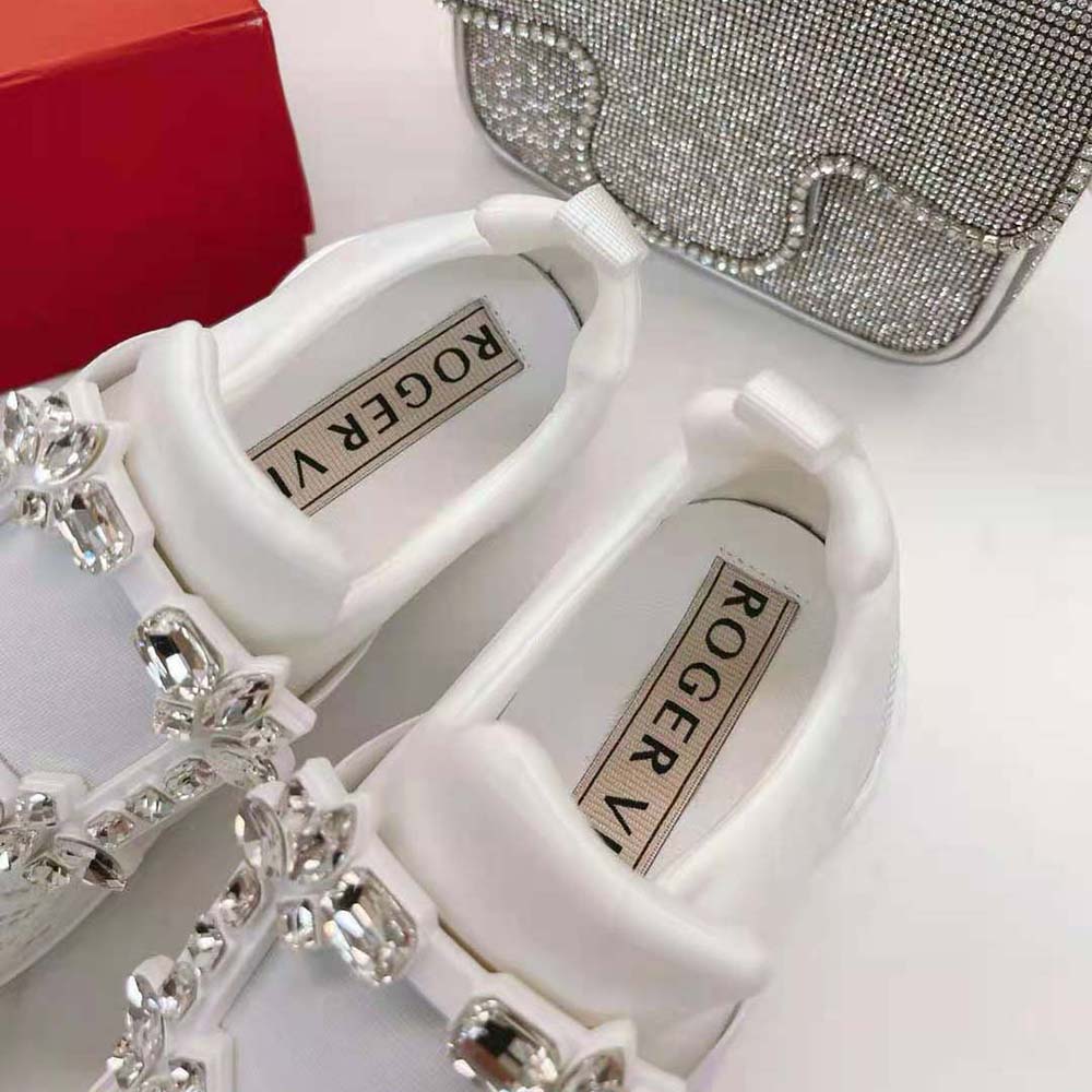 Roger Vivier Women Viv’ Run Strass Buckle Sneakers in Technical Fabrics-White - image 10