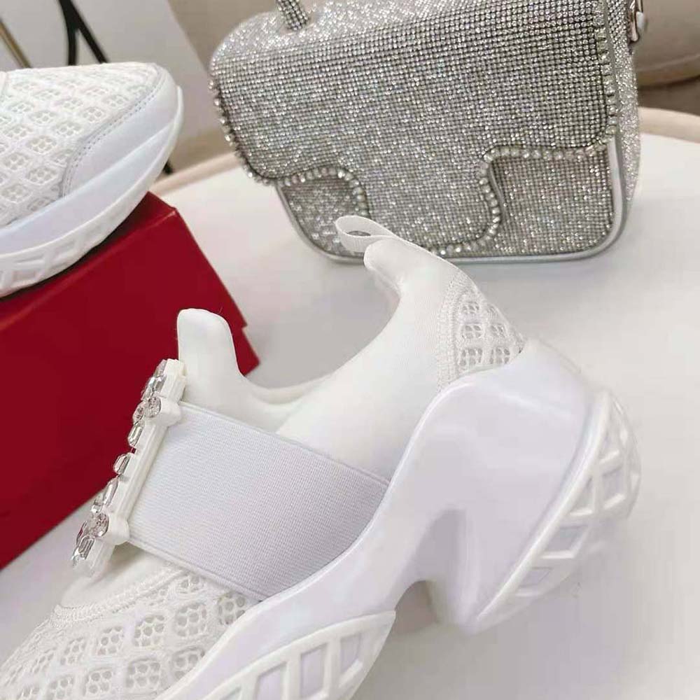 Roger Vivier Women Viv’ Run Strass Buckle Sneakers in Technical Fabrics-White - image 9