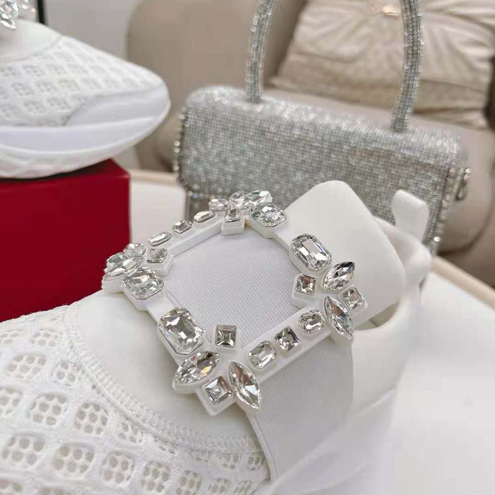 Roger Vivier Women Viv’ Run Strass Buckle Sneakers in Technical Fabrics-White - image 8