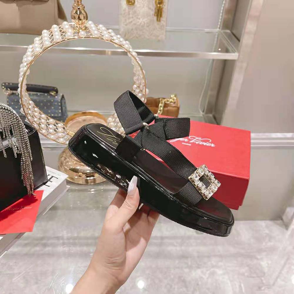 Roger Vivier Women Vivier Slide Trekky Strass Buckle Sandals in Fabrics - image 6