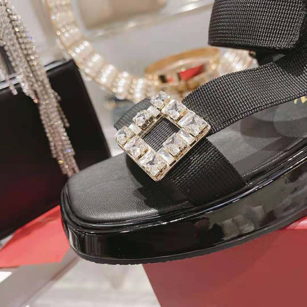 Roger Vivier Women Vivier Slide Trekky Strass Buckle Sandals in Fabrics - image 9