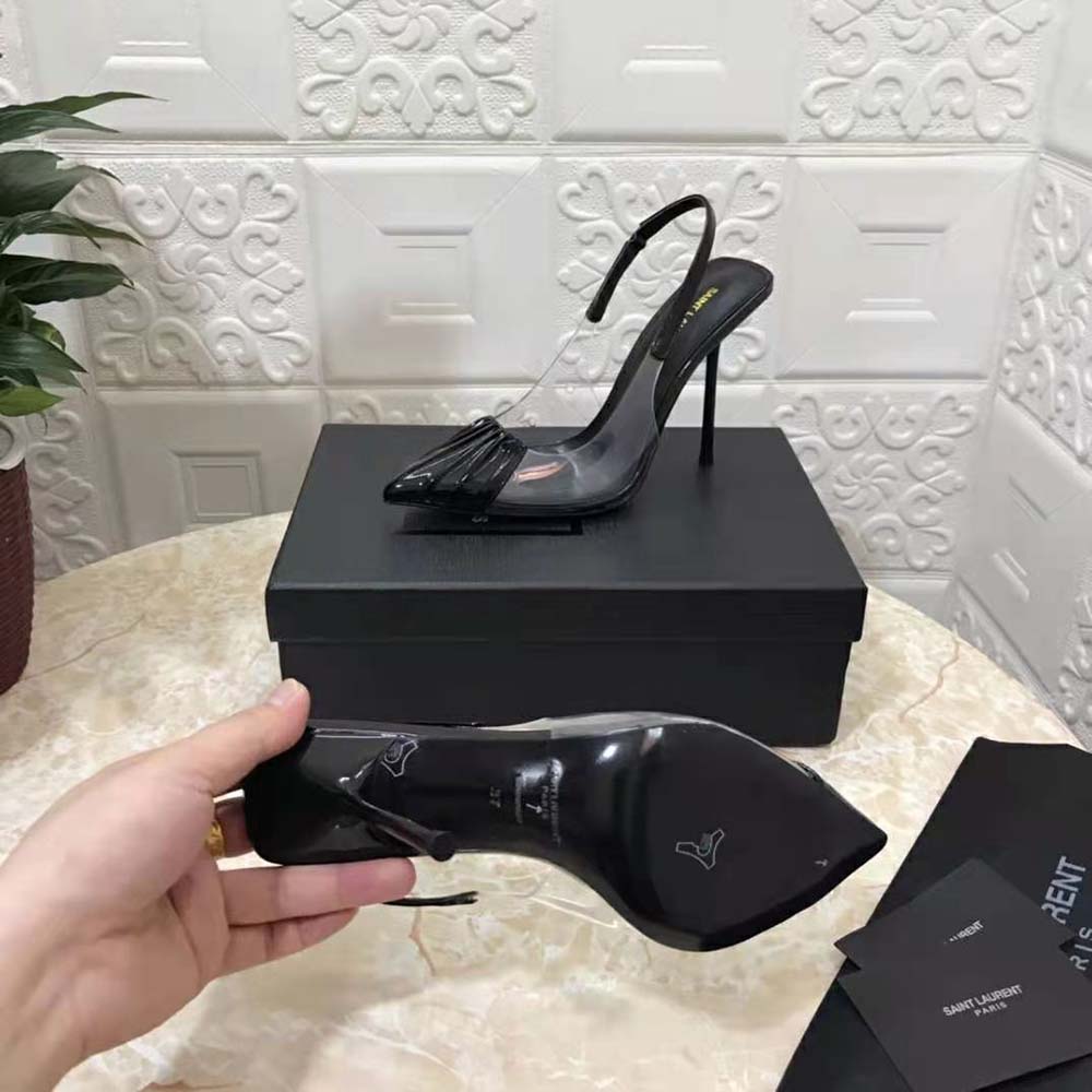 Saint Laurent YSL Women Chica Slingback Pumps in Tpu and Patent Leather-Black - image 9