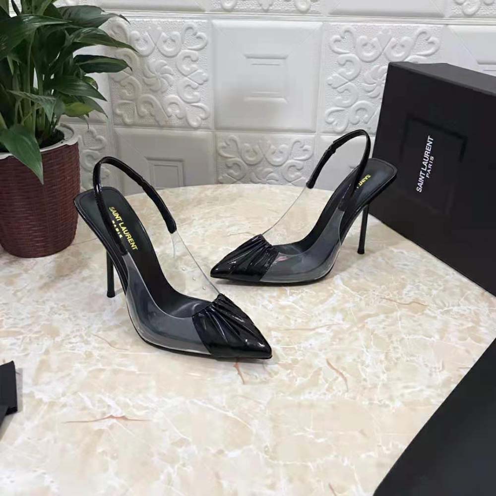 Saint Laurent YSL Women Chica Slingback Pumps in Tpu and Patent Leather-Black - image 5