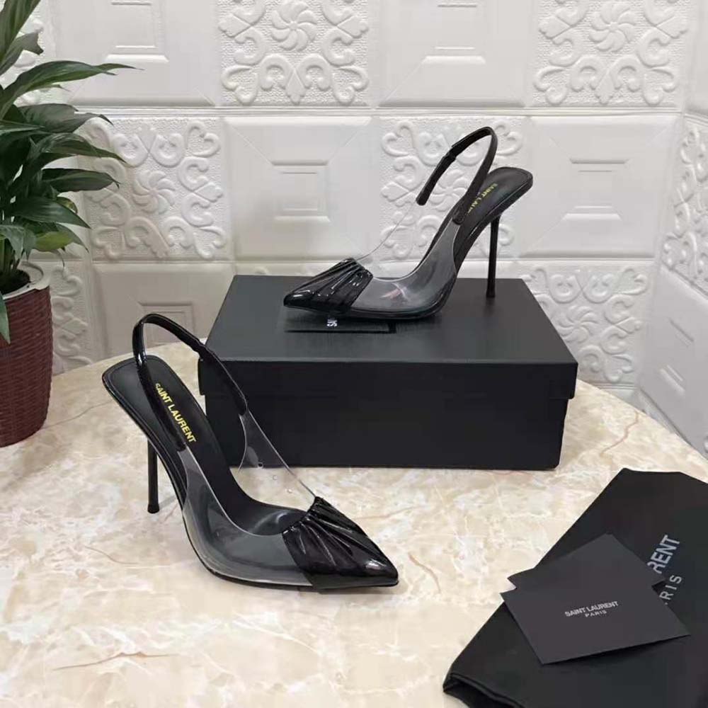 Saint Laurent YSL Women Chica Slingback Pumps in Tpu and Patent Leather-Black - image 6
