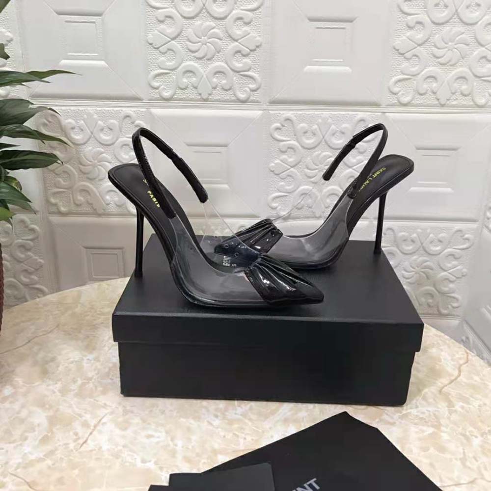 Saint Laurent YSL Women Chica Slingback Pumps in Tpu and Patent Leather-Black - image 4