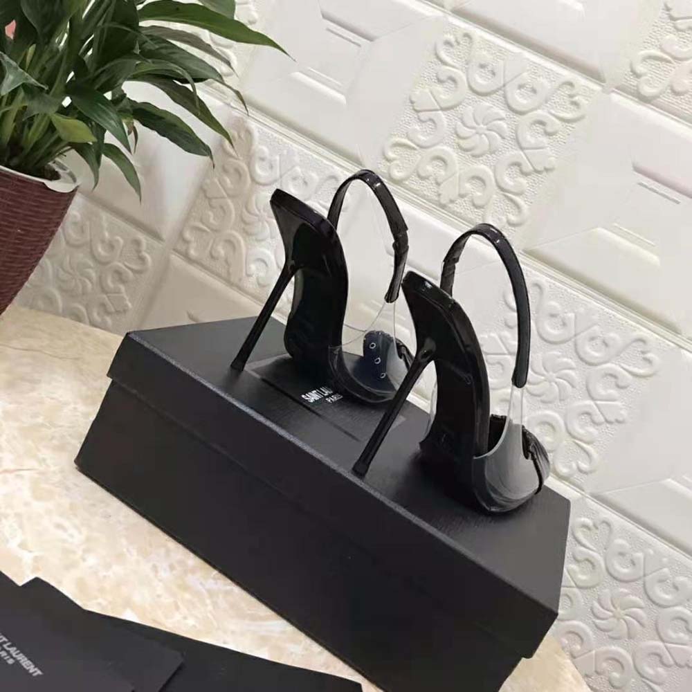 Saint Laurent YSL Women Chica Slingback Pumps in Tpu and Patent Leather-Black - image 10