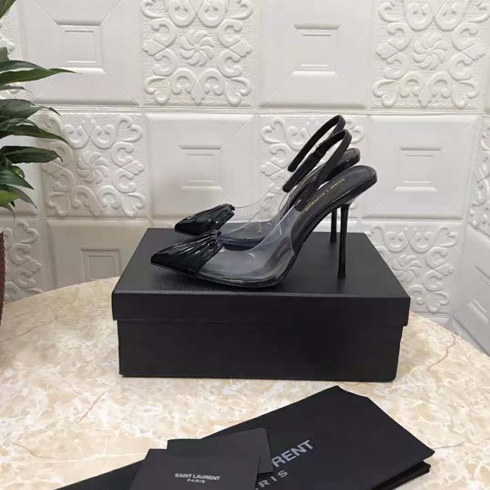 Saint Laurent YSL Women Chica Slingback Pumps in Tpu and Patent Leather-Black - image 8