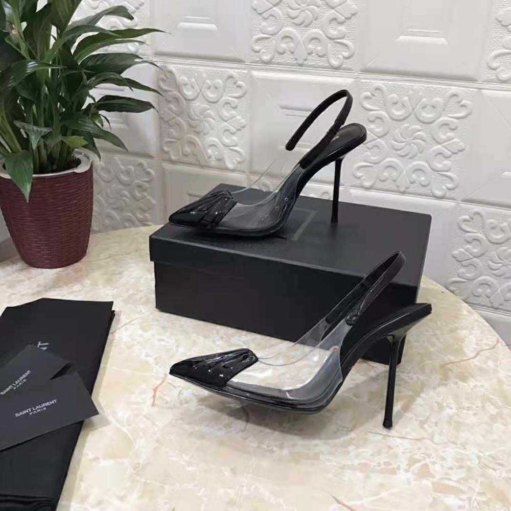 Saint Laurent YSL Women Chica Slingback Pumps in Tpu and Patent Leather-Black - image 7