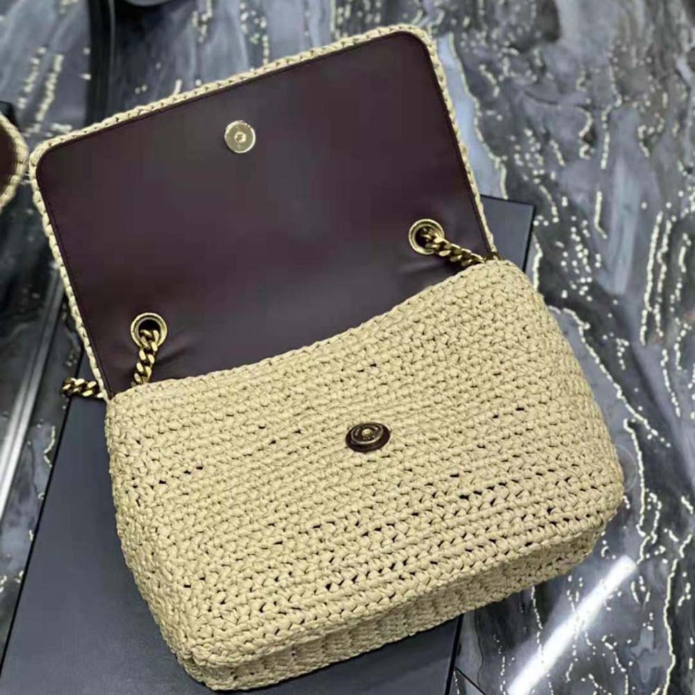 Saint Laurent YSL Women Niki Medium Chain Bag in Raffia and Leather-Brown - image 7