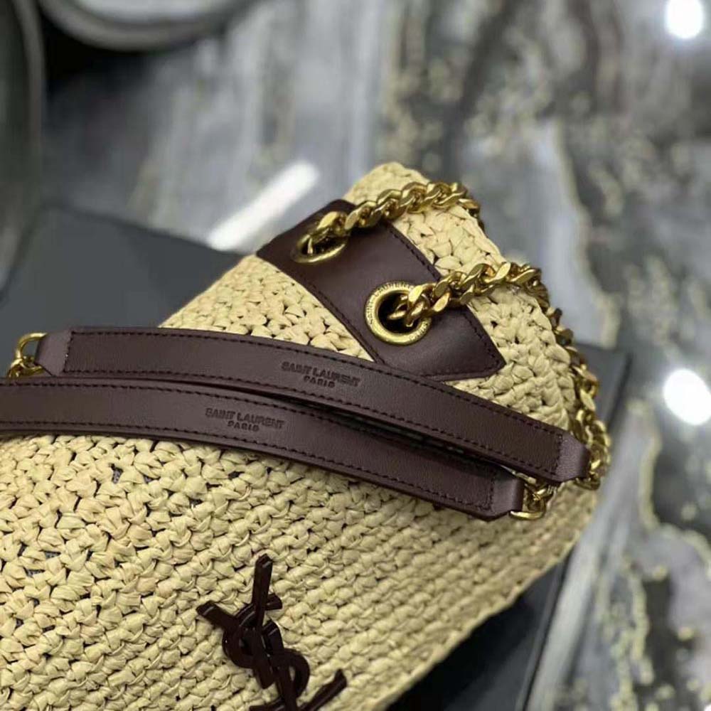 Saint Laurent YSL Women Niki Medium Chain Bag in Raffia and Leather-Brown - image 9