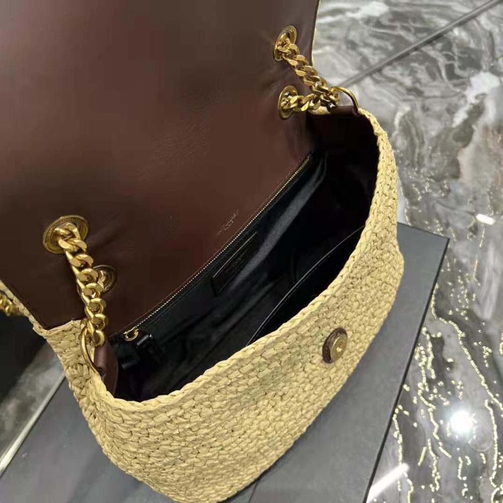 Saint Laurent YSL Women Niki Medium Chain Bag in Raffia and Leather-Brown - image 10