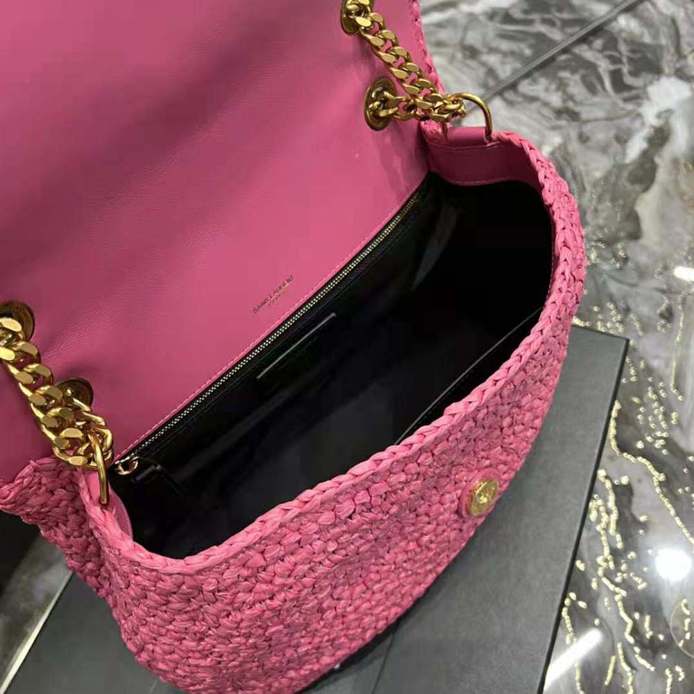 Saint Laurent YSL Women Niki Medium Chain Bag in Raffia and Leather-Pink - image 10