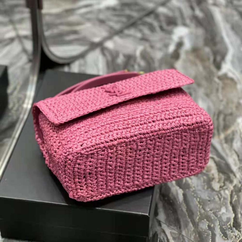 Saint Laurent YSL Women Niki Medium Chain Bag in Raffia and Leather-Pink - image 6