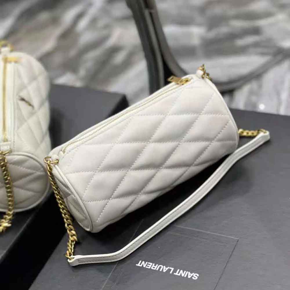Saint Laurent YSL Women Sade Mini Tube Bag in Quilted Lambskin-White - image 4