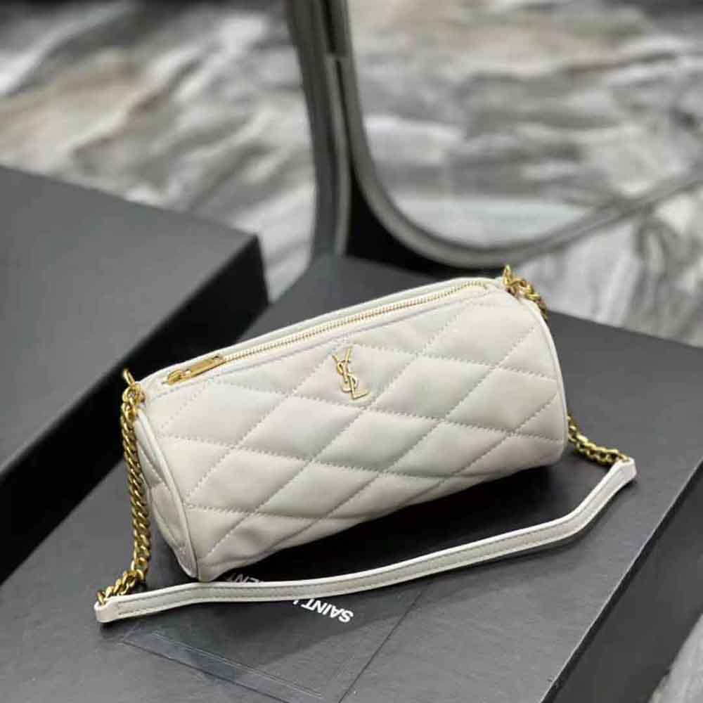 Saint Laurent YSL Women Sade Mini Tube Bag in Quilted Lambskin-White - image 5