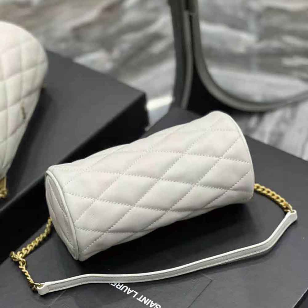 Saint Laurent YSL Women Sade Mini Tube Bag in Quilted Lambskin-White - image 6