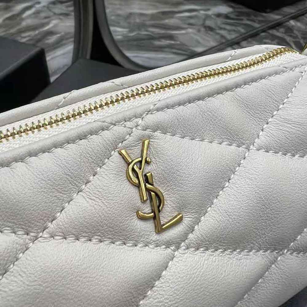 Saint Laurent YSL Women Sade Mini Tube Bag in Quilted Lambskin-White - image 9