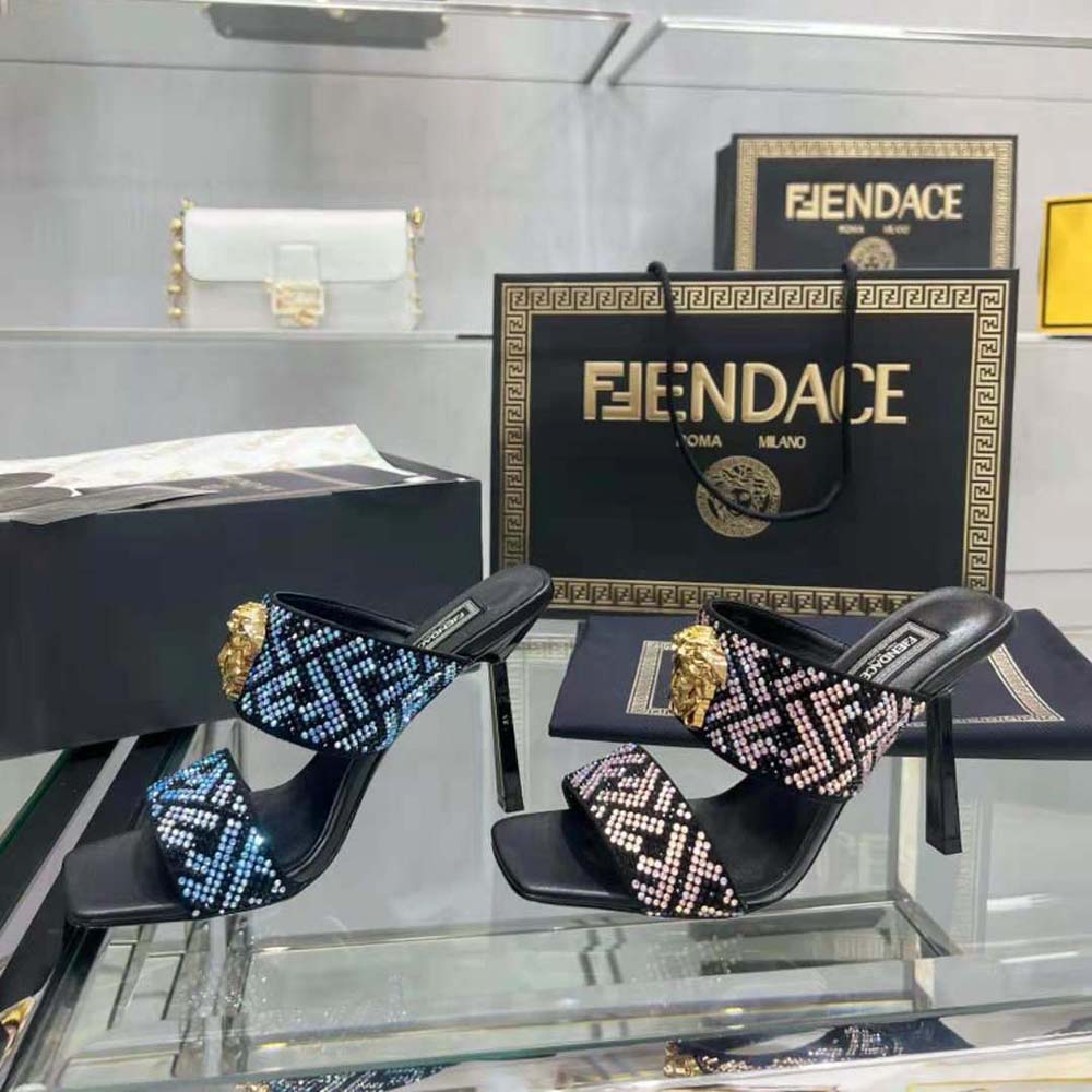 Versace Women Fendace FF Jacquard Mules - image 4