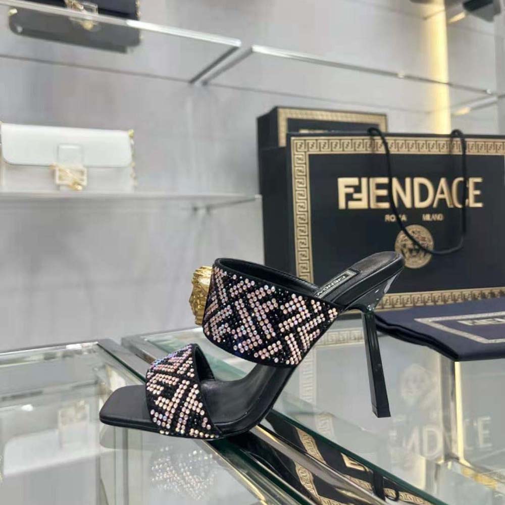 Versace Women Fendace FF Jacquard Mules - image 10
