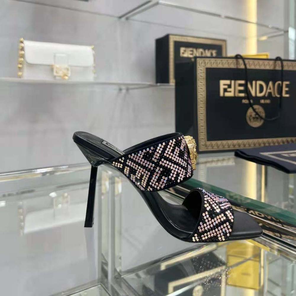 Versace Women Fendace FF Jacquard Mules - image 9