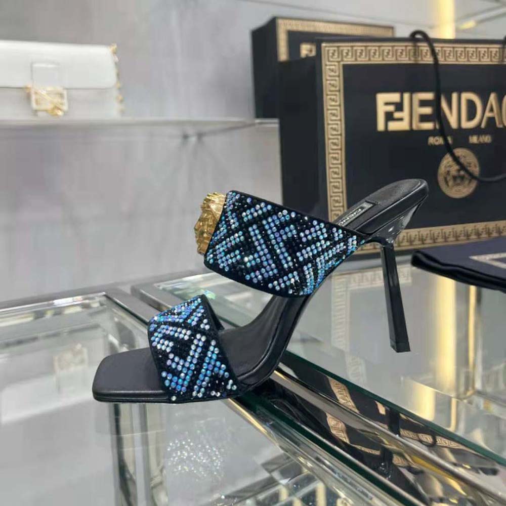 Versace Women Fendace FF Jacquard Mules - image 8