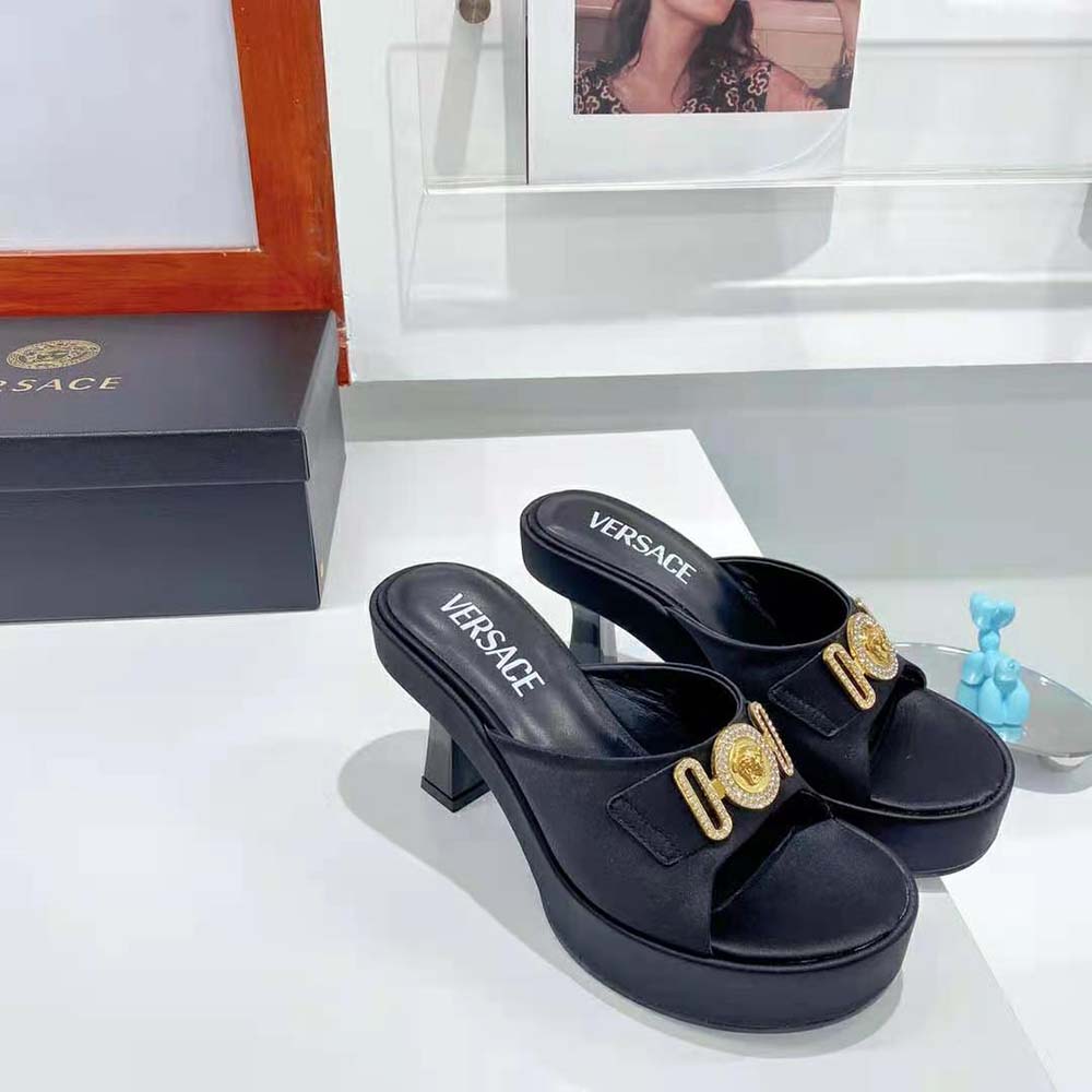 Versace Women Medusa Biggie Crystal Mules-Black - image 4