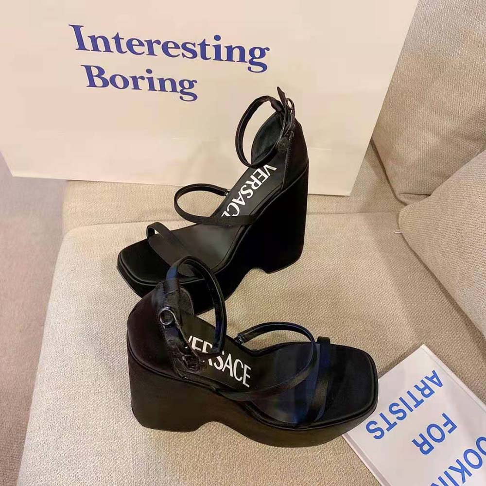 Versace Women Triplatform Sandals in 16cm Heel Height-Black - image 4