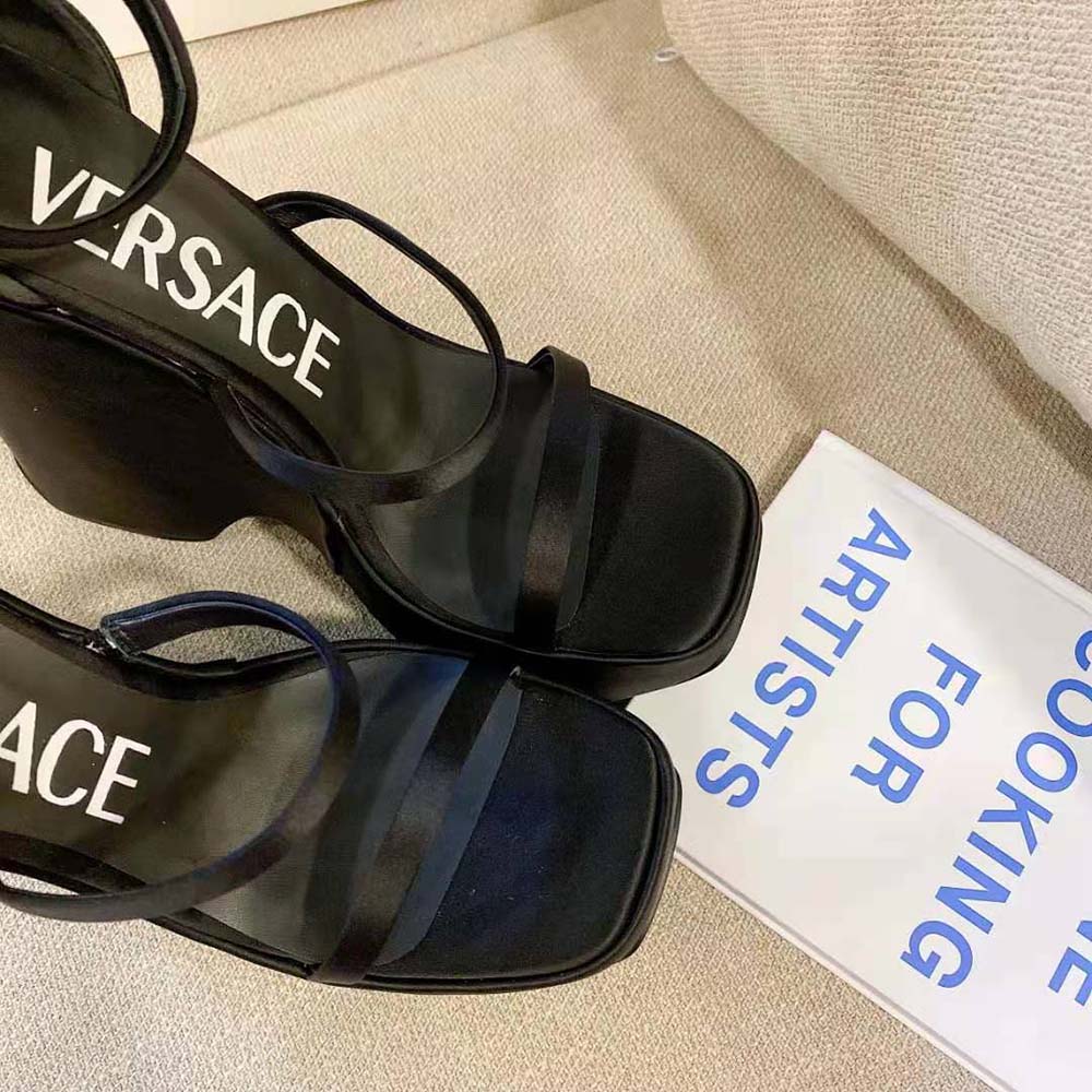 Versace Women Triplatform Sandals in 16cm Heel Height-Black - image 10