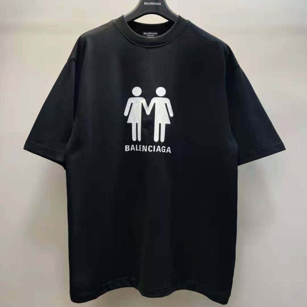 Close-up of signature logo detail on Balenciaga Women Pride 22 T-Shirt