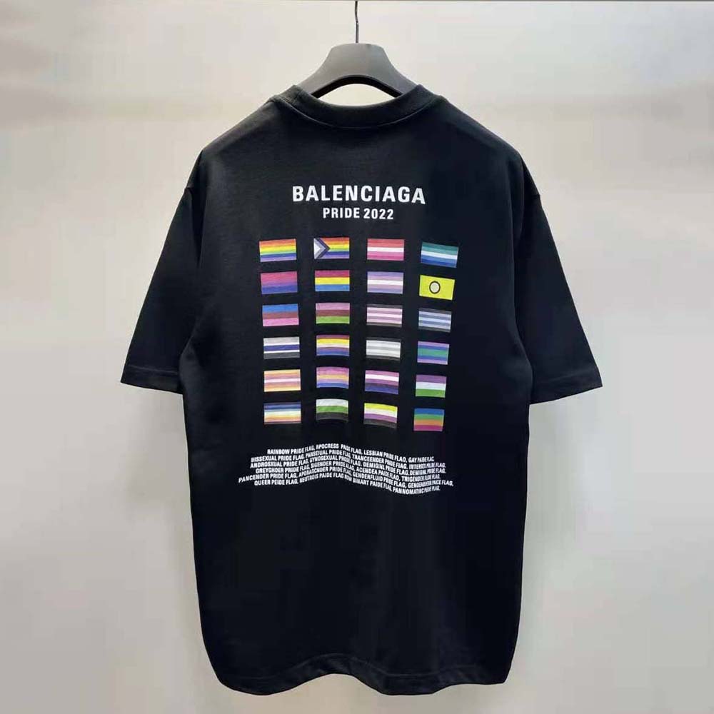 Side angle showing drape of Balenciaga Women Pride 22 T-Shirt Oversized