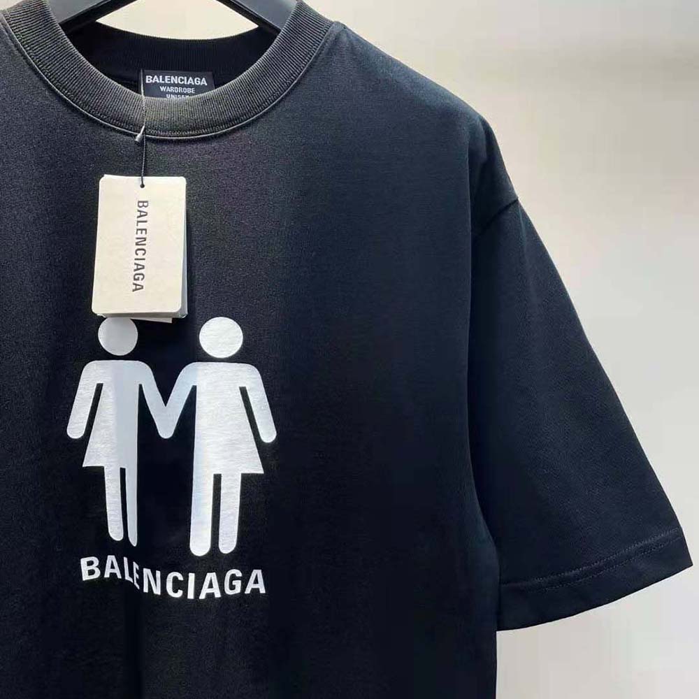 Balenciaga Women Pride 22 T-Shirt Oversized in Black and White Vintage Jersey - image 4