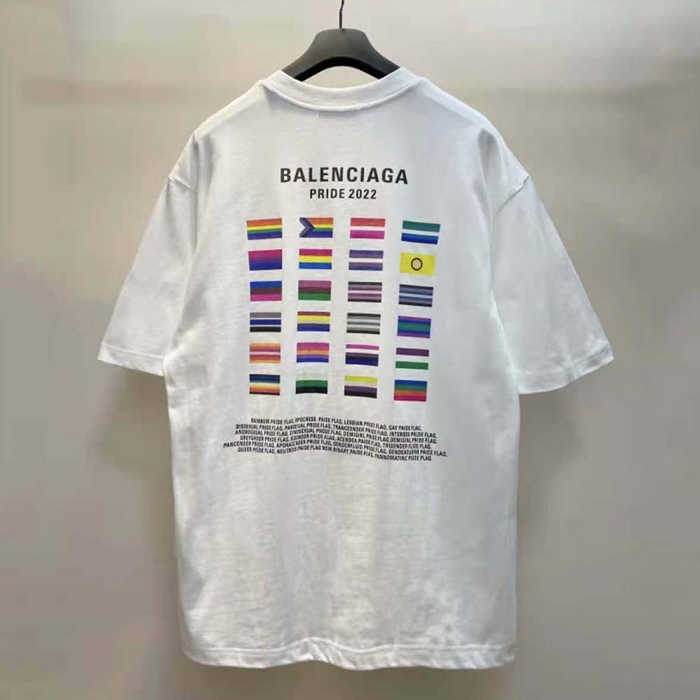 Side profile showing relaxed fit of Balenciaga Women Pride 22 T-Shirt Oversized