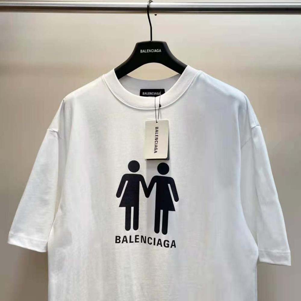 Balenciaga Women Pride 22 T-Shirt Oversized in White and Black Vintage Jersey - image 4