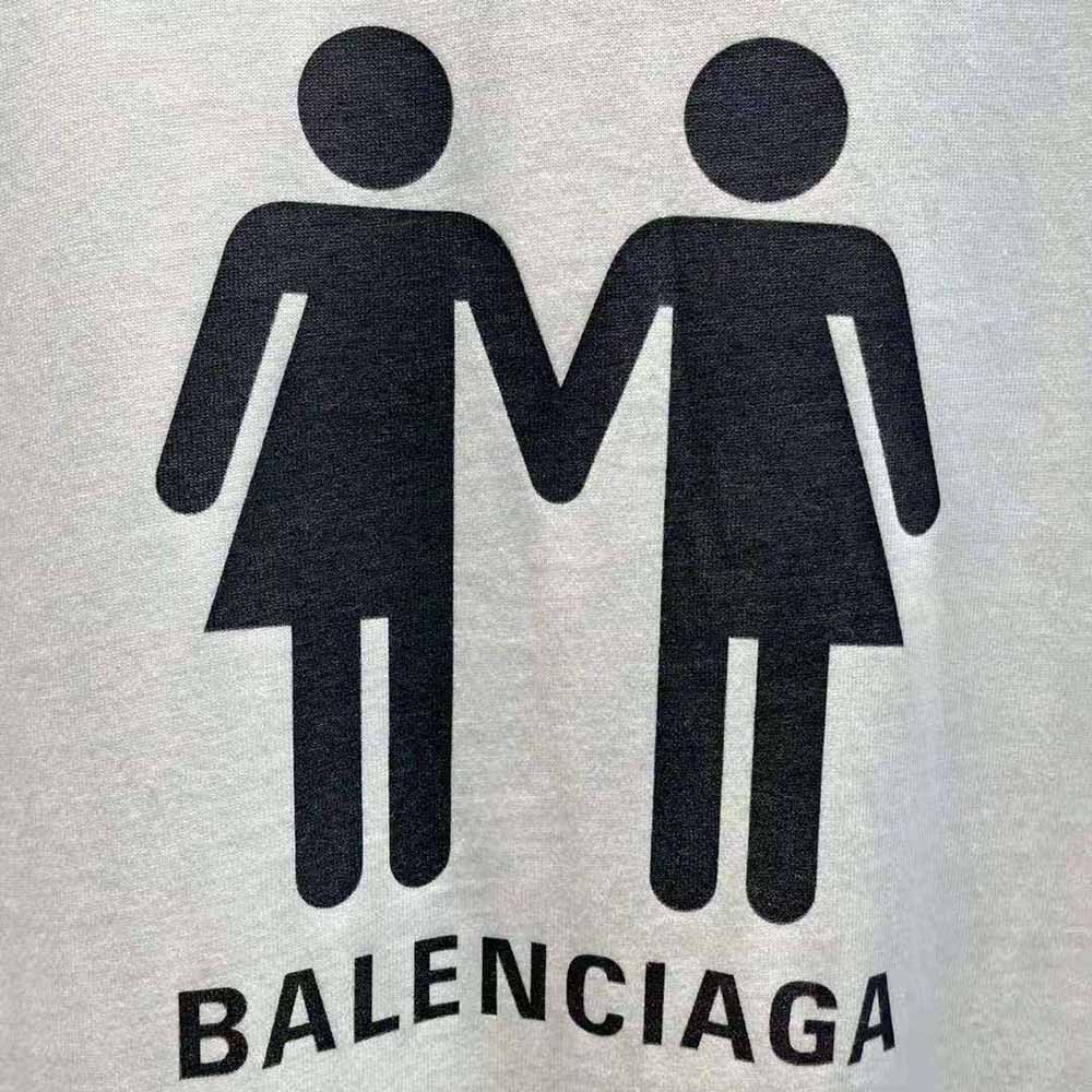 Balenciaga Women Pride 22 T-Shirt Oversized in White and Black Vintage Jersey - image 7