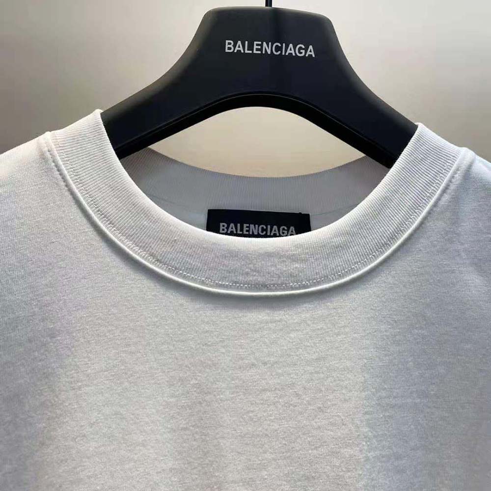 Balenciaga Women Pride 22 T-Shirt Oversized in White and Black Vintage Jersey - image 5
