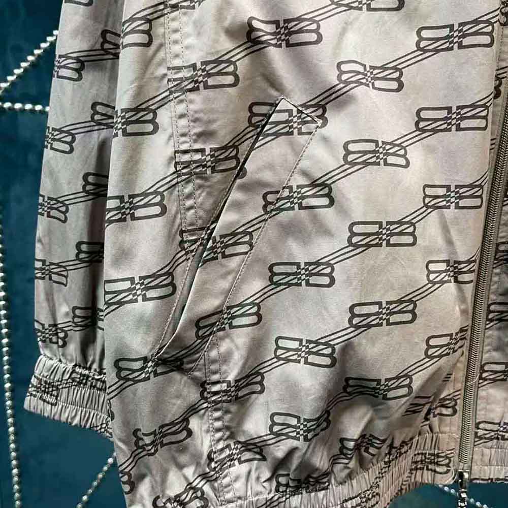 Balenciaga Men BB Monogram Regular Fit Tracksuit Jacket in Beige and Brown Cotton Poplin - image 4
