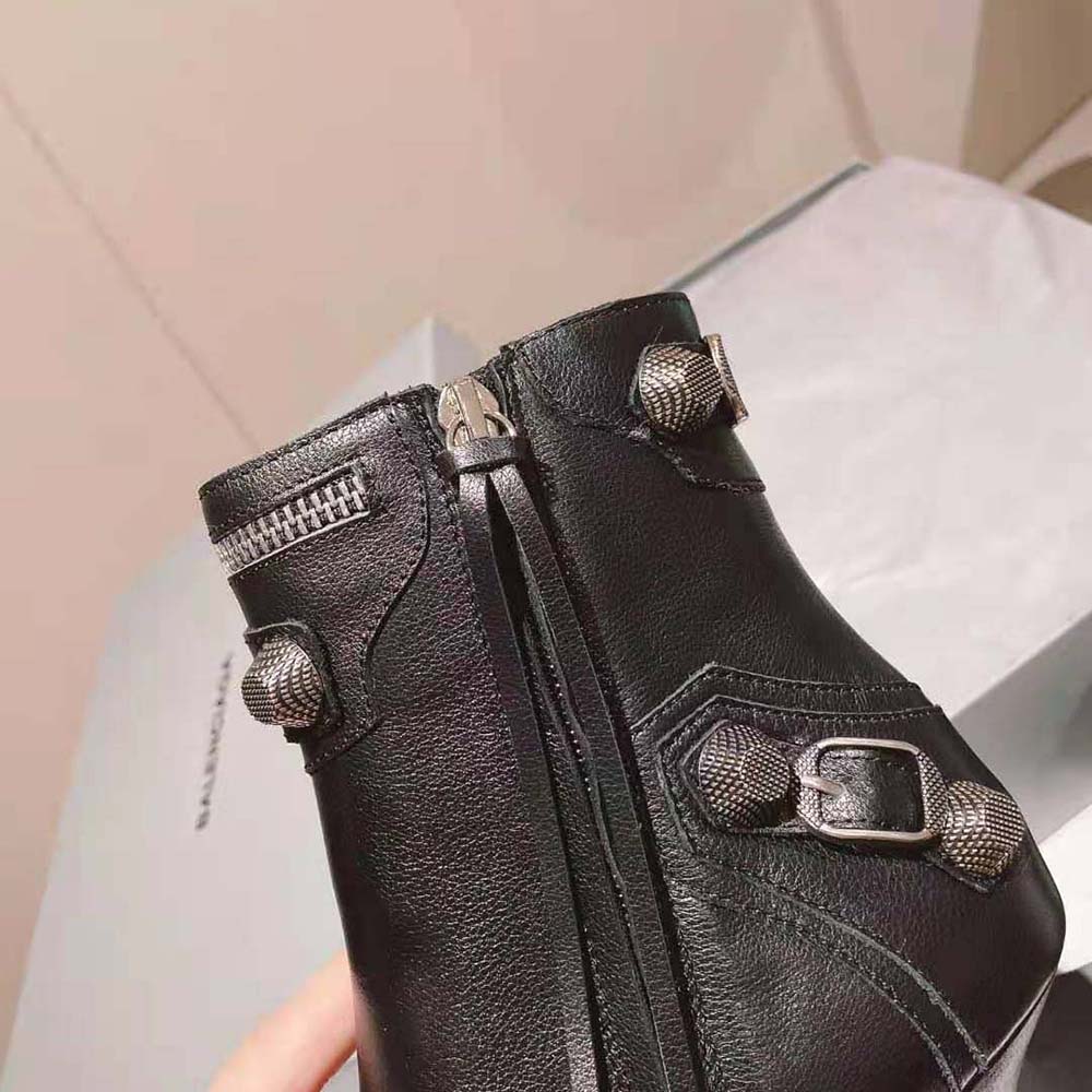 Balenciaga Women Cagole 90mm Bootie in Black Arena Lambskin - image 6