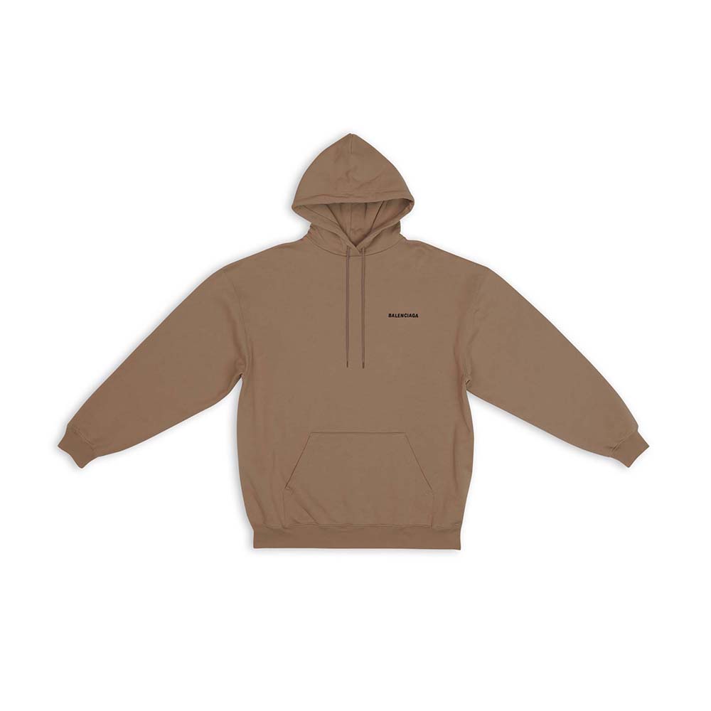 Front view of Balenciaga Men Hoodie Medium Fit in dark beige fleece
