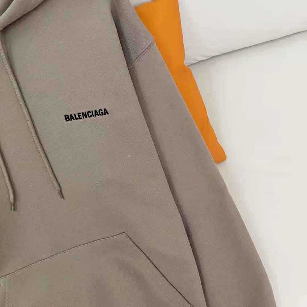 Balenciaga Men Hoodie Medium Fit in Dark Beige and Black Curly Fleece - image 9