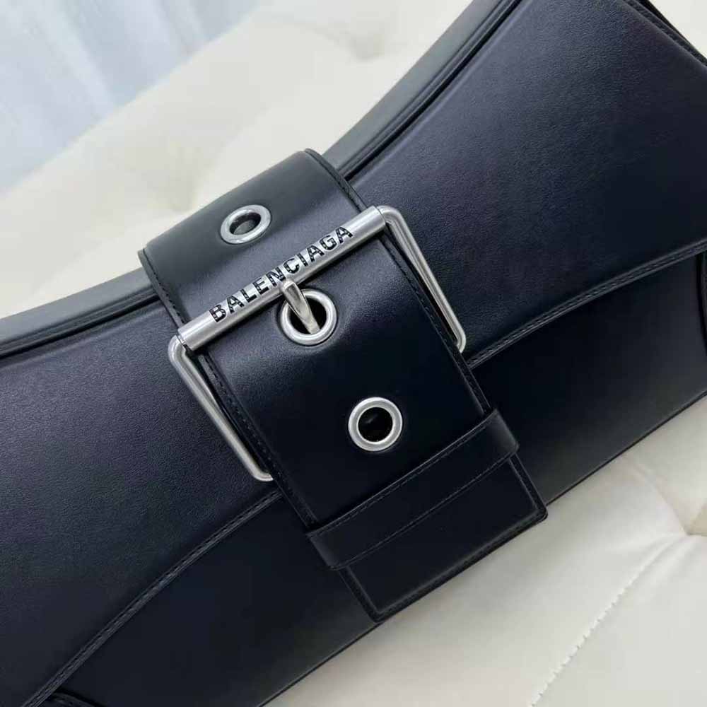 Balenciaga Women Lindsay Large Shoulder Bag in Black Shiny Smooth Calfskin - image 8